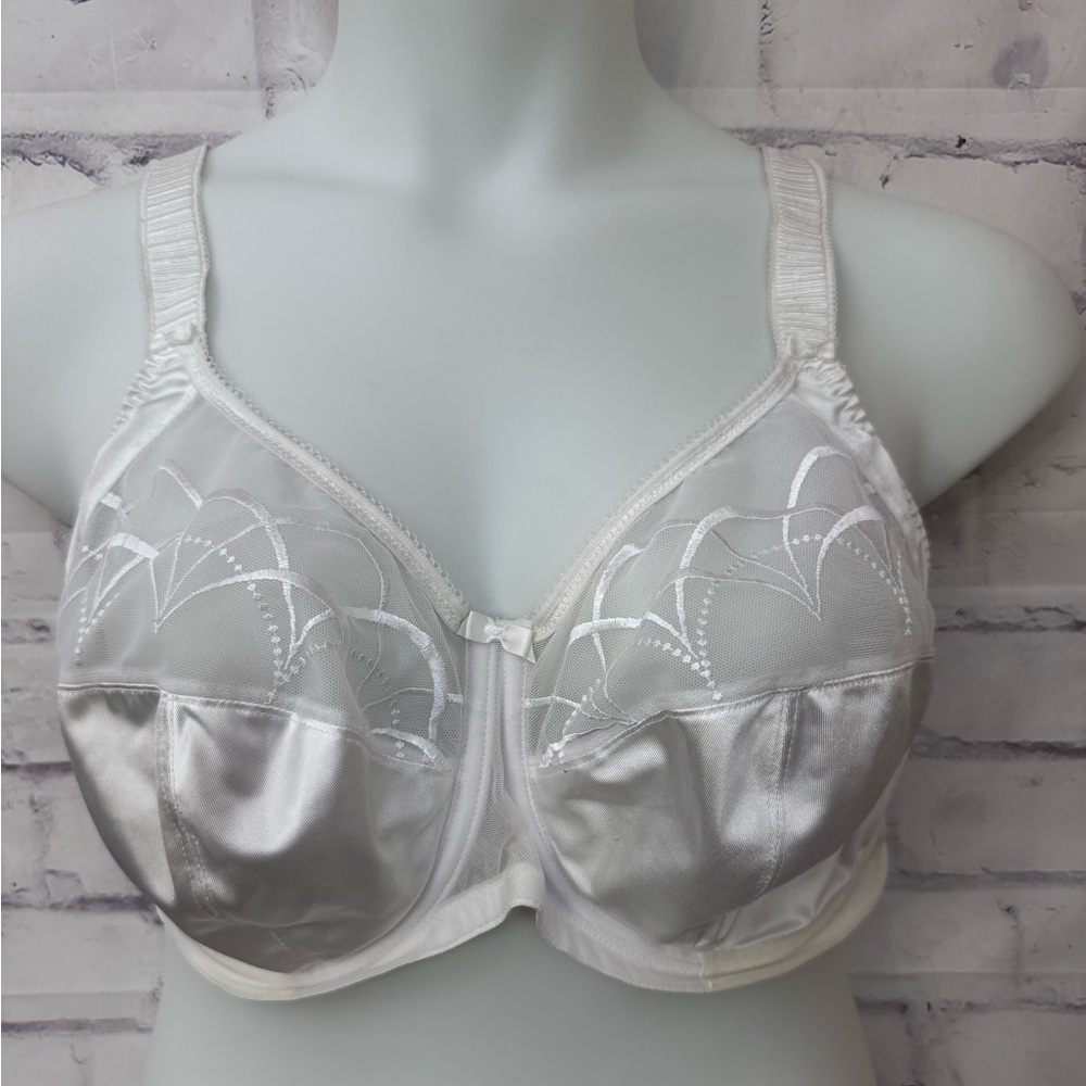 Elomi Cate USA Size 40G Bra Side Support Underwire Unlined Sexy White Sheer‎
